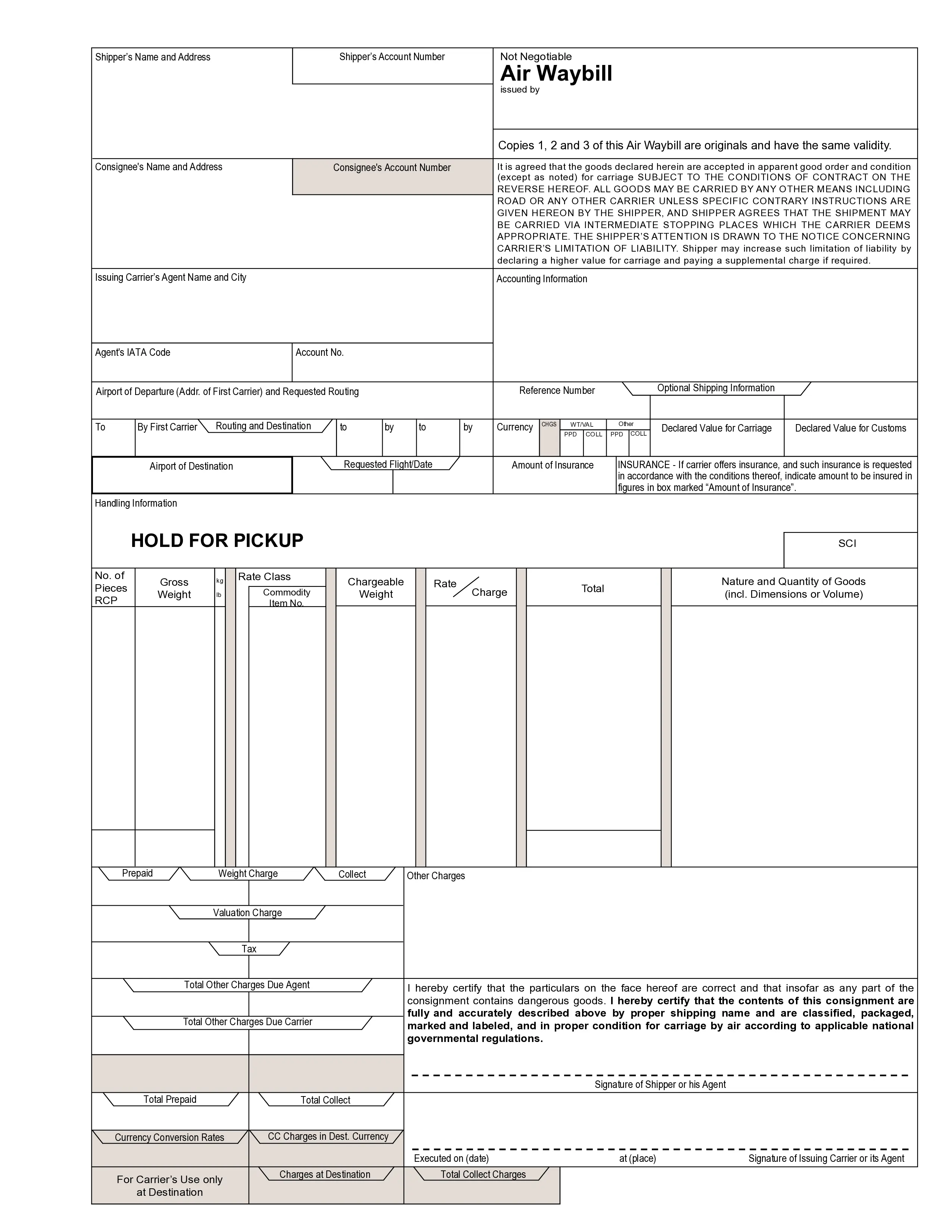 contoh air waybill